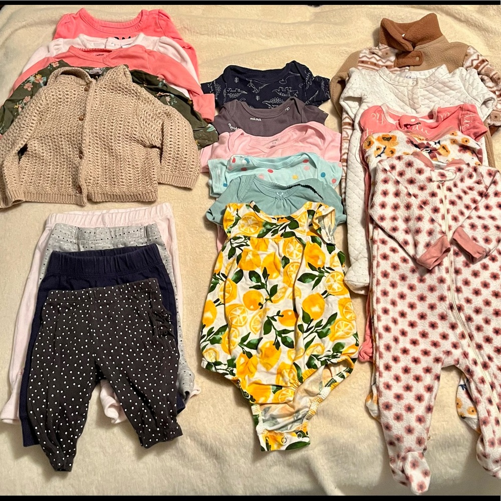 21 pieces! 3-6 month baby girl clothing lot bundle